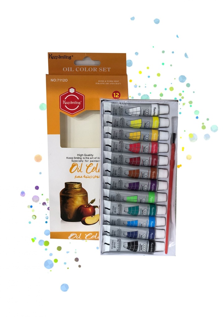 طقم الوان زيت انابيب 12 لون 12 ملى كيب سمالينج 7112O