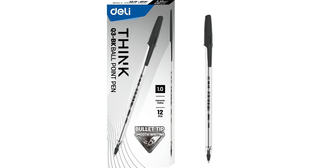 قلم جاف اسود ديلى شفاف 1.0 مل Q3-BK