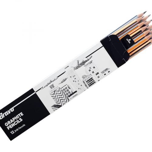 علبة قلم رصاص برافو 12 قلم جرافيتى بأستيكة
