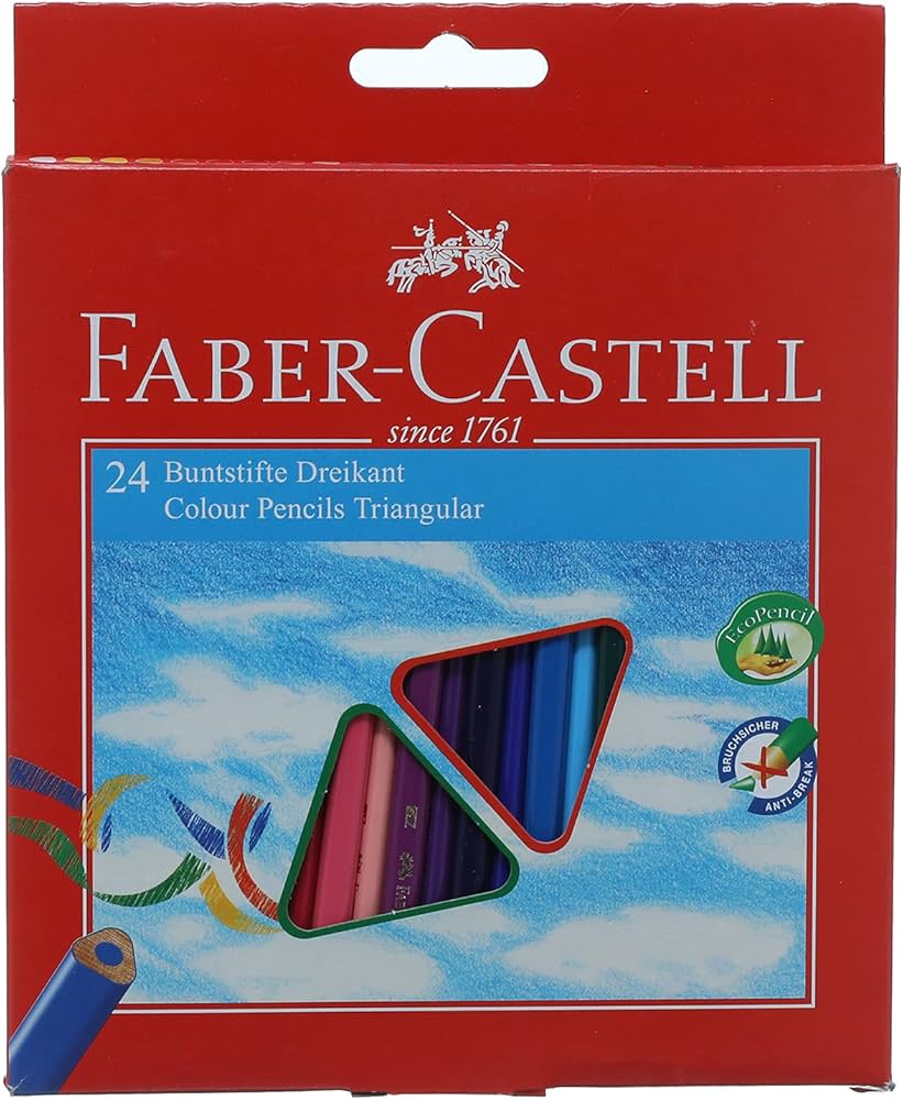 علبة الوان خشب مثلثة 24 لون فبركاسل