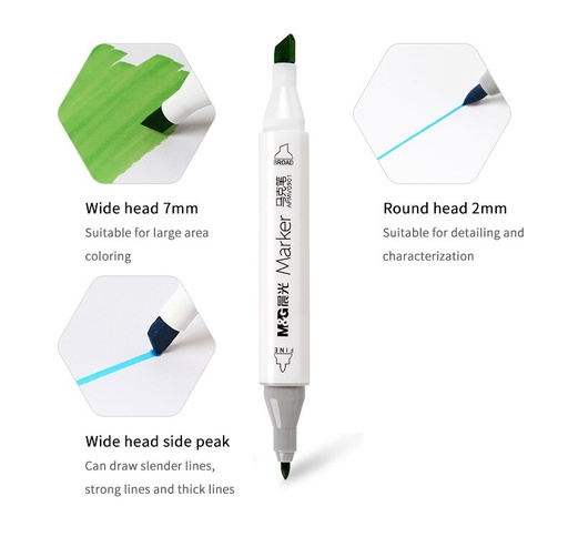 [0101080003] قلم 2 سن ماركر M.Gمشطوف ورفيع 0901